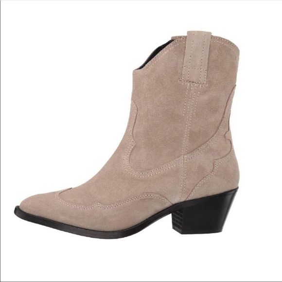 All Saints Shira Suede Western Boots in Stone 40/10 - Picture 3 of 8
